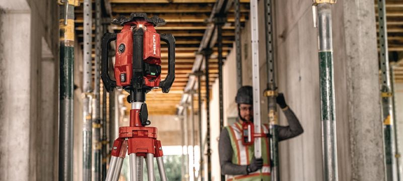 Nivel láser rotativo de pendiente simple PR 40-22 Robusto nivel de láser rotativo exterior con funciones automáticas para nivelado, alineación, inclinación y cálculo de escuadras de larga distancia (plataforma de batería Nuron) Aplicaciones 1