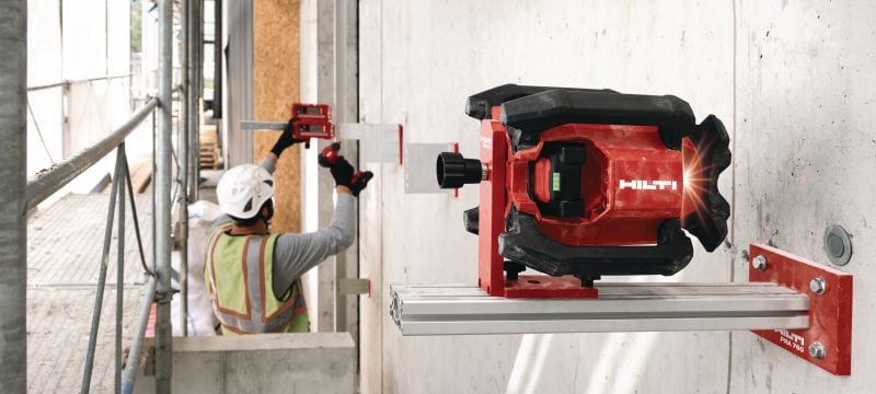 Nivel láser rotativo de pendiente simple PR 40-22 Robusto nivel de láser rotativo exterior con funciones automáticas para nivelado, alineación, inclinación y cálculo de escuadras de larga distancia (plataforma de batería Nuron) Aplicaciones 1