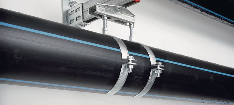 Abrazadera para tuberías de carga pesada MP-MX-F Abrazadera de tuberías de galvanizado en caliente (HDG) sin aislamiento acústico para aplicaciones de carga extrapesada Aplicaciones 1