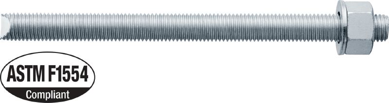 Varilla de anclaje HAS-E-55 Varilla de anclaje estándar de uso diario para cápsulas y sistemas de inyección (acero al carbono, ASTM F1554 de grado 55, galvanizado)