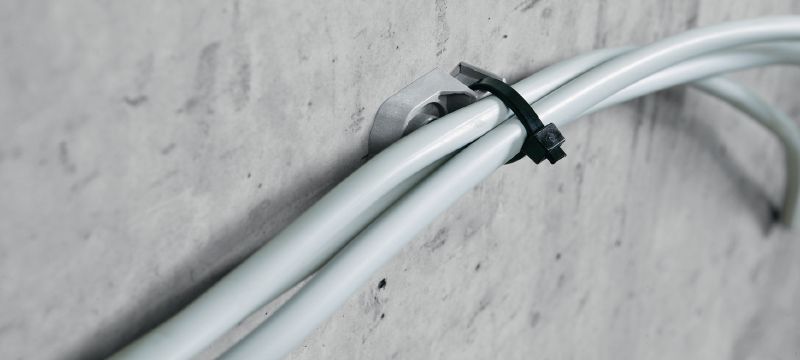 Soporte de cinta para cables X-ECT MX Brida de sujeción de plástico para conductos/cables para el uso con clavos en tiras Aplicaciones 1