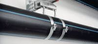Abrazadera de tuberías de carga extrapesada MP-MX-F Abrazadera para tuberías galvanizadas en caliente de alta calidad sin aislamiento acústico para aplicaciones de tuberías muy pesadas (sistema métrico) Aplicaciones 1