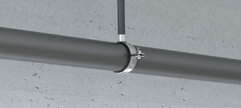 Abrazadera de tuberías de carga pesada MP-MXI-F Abrazadera de tuberías de galvanizado en caliente (HDG) con aislamiento acústico para aplicaciones de carga extrapesada Aplicaciones 1