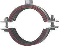 Abrazadera de tuberías para carga pesada MP-MRI Abrazadera de tuberías para acero inoxidable (A4) con aislamiento acústico para aplicaciones de carga pesada