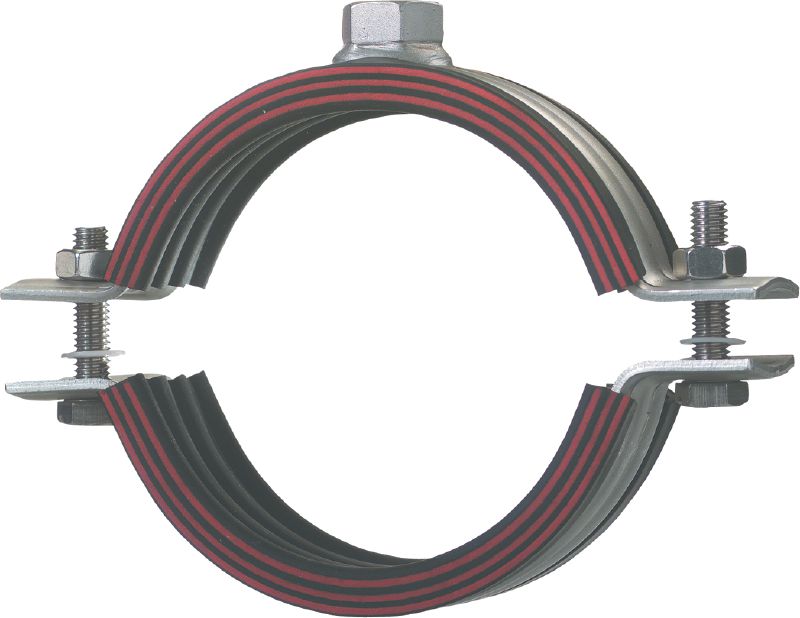 Abrazadera de tuberías para carga pesada MP-MRI Abrazadera de tuberías para acero inoxidable (A4) con aislamiento acústico para aplicaciones de carga pesada